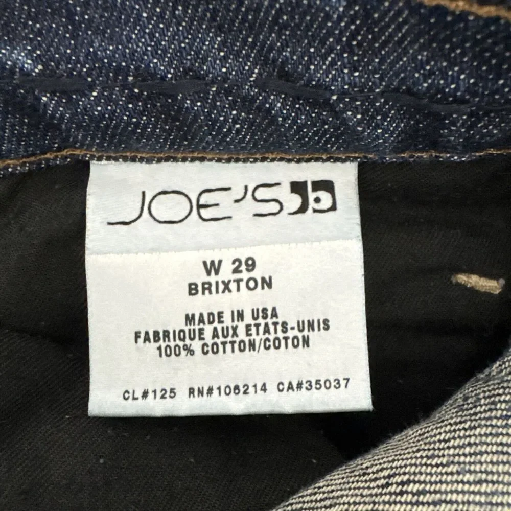Joe's Jeans Brixton Women 29x28 Blue Low Straight Relaxed Distressed Faded Denim